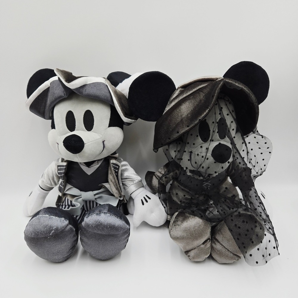 Disney Mickey Minnie Ghost Ship Big Plush Doll Furyu 14" Set Of 2 Halloween